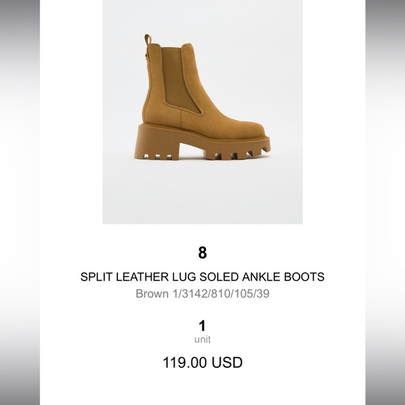 Zara Split Leather Lug Sole boots - Picture 7 of 7